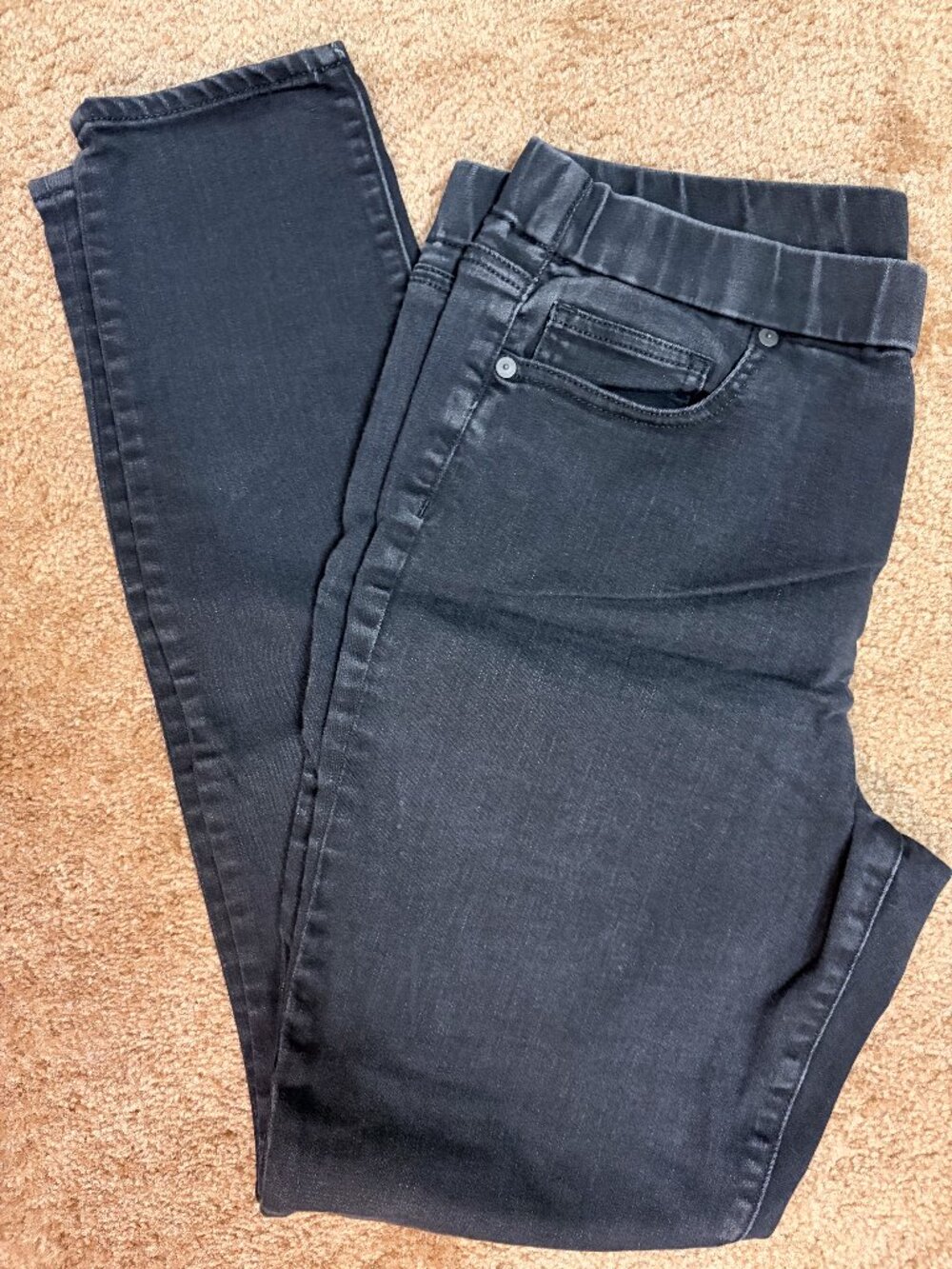 Lands End, Women's Mid-Rise Pull-On Skinny Jean Jeggings, Size 12, Black